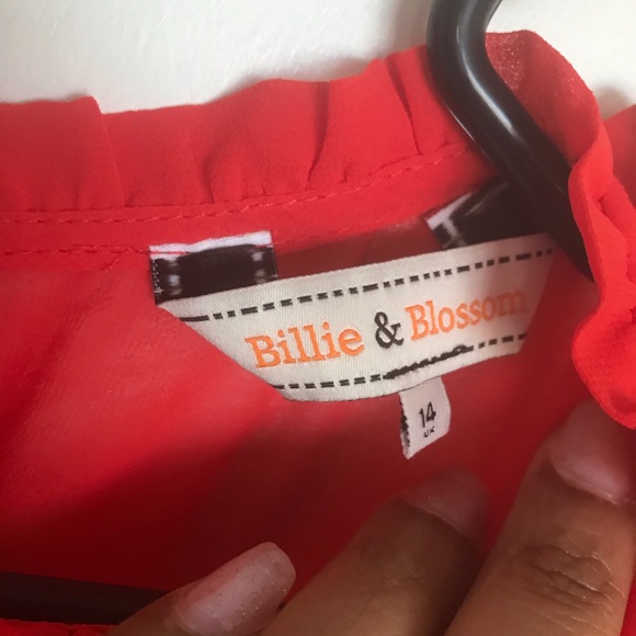 Billie and Blossom Red Midi Ruffle Dress - Size 10 - Picture 2 of 8